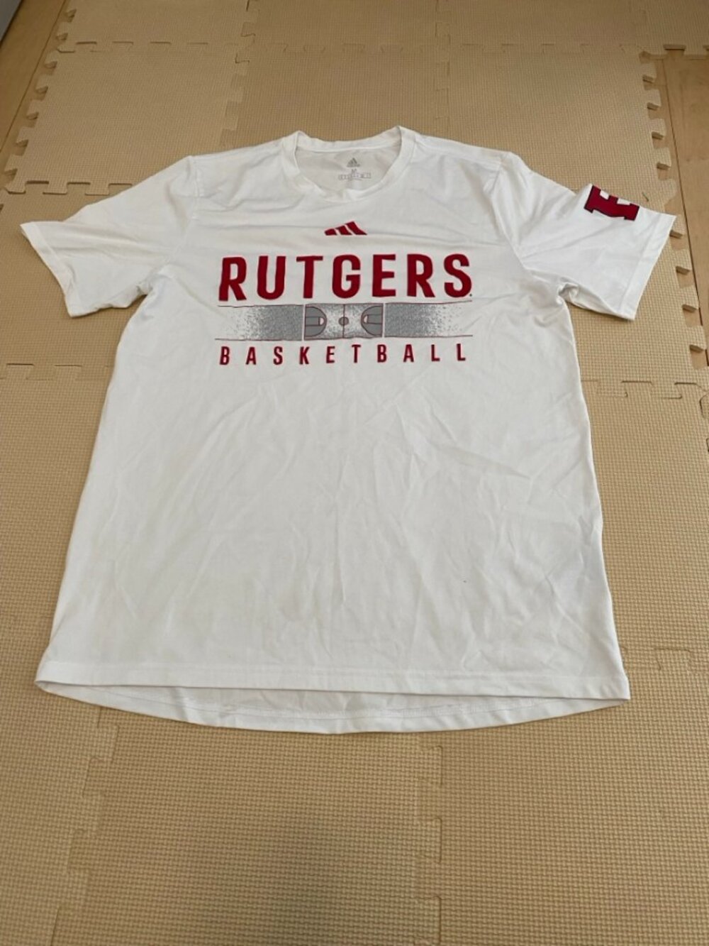 Adidas Rutgers Basketball T-Shirt White Red Graphic Aeroready M
